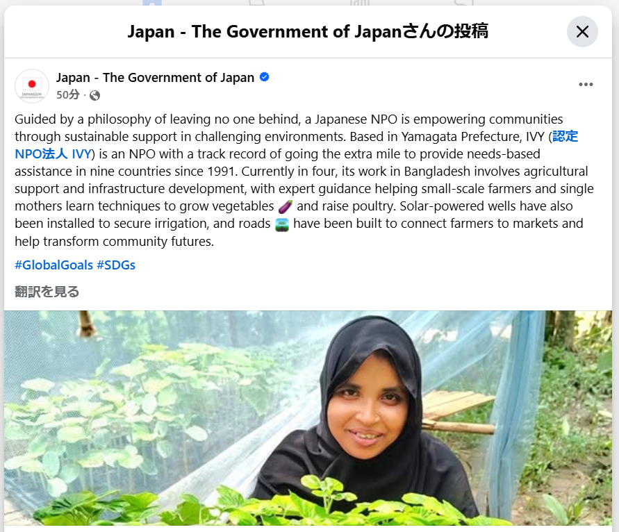日本政府広報でIVYバングラデシュ事業が紹介されました！
